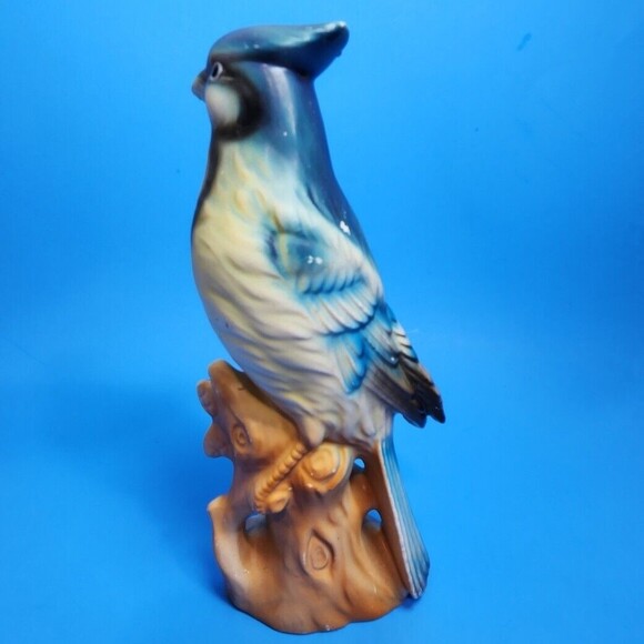 Vintage Norleans Bird Figurine Ceramic Blue Jay Japan 8 inch Matte Finish - Picture 3 of 8